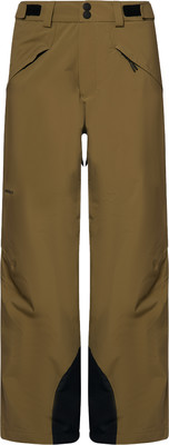 Braune Skihose mit schwarzen Details und Oakley-Logo.