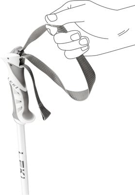 Eine Hand hält die Schlaufe eines LEKI Wanderstockgriffs.