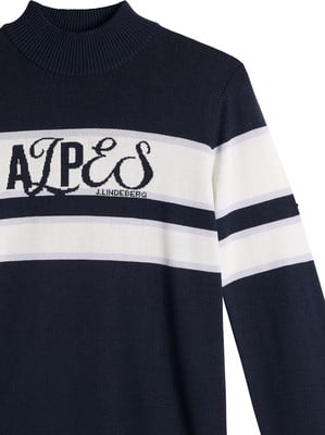 Dunkelblauer Pullover mit weißen Streifen und Logo Dunkelblauer Pullover mit weißen Streifen und Logo
