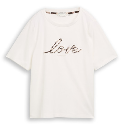 Fehér póló rövid ujjal, 'love' felirattal. Fehér póló rövid ujjal, 'love' felirattal.