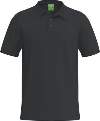 Schwarzes Poloshirt mit kurzen Ärmeln und Erima-Logo auf der Schulter. Schwarzes Poloshirt mit kurzen Ärmeln und Erima-Logo auf der Schulter.