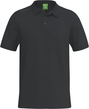 Schwarzes Poloshirt mit kurzen Ärmeln und Erima-Logo auf der Schulter.
