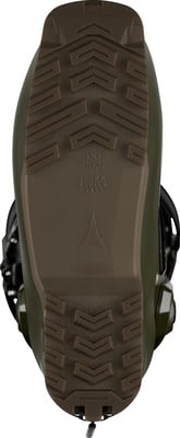 Sohle eines Militärstiefels mit grobem Profil und Atomic-Logo. Sohle eines Militärstiefels mit grobem Profil und Atomic-Logo.