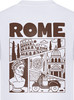 T-Shirt mit braunem Aufdruck von Rom, Kolosseum, Pizza und Vespa.