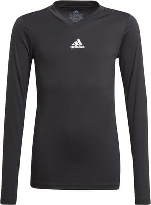 Schwarzes Langarmshirt von Adidas mit Logo auf der Brust. Schwarzes Langarmshirt von Adidas mit Logo auf der Brust.