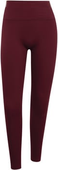 Damen-Leggings in Bordeauxrot mit Rippstrick und Logo.