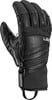 Schwarze Leder-Skihandschuhe mit Trigger-System und Leki-Logo.
