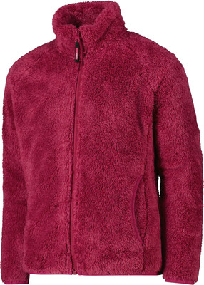 Eine flauschige, pinke Reißverschlussjacke mit Stehkragen. Eine flauschige, pinke Reißverschlussjacke mit Stehkragen.