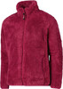 Eine flauschige, pinke Reißverschlussjacke mit Stehkragen.