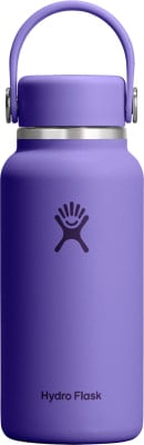 Lila Hydro Flask Flasche mit Griff und Logo. Lila Hydro Flask Flasche mit Griff und Logo.