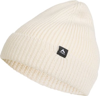 Cremefarbene Strickmütze mit McKinley-Logo.
