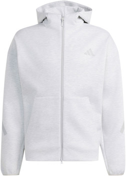 Grauer Herren-Hoodie von Adidas mit Reißverschluss und Logo