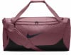 Eine rosafarbene Nike Sporttasche mit schwarzen Akzenten und Logo.