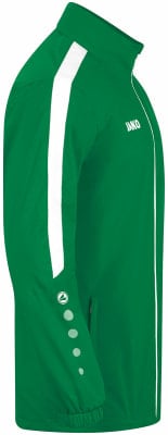 Grüne Jacke mit weißem Streifen am Ärmel und JAKO-Logo. Grüne Jacke mit weißem Streifen am Ärmel und JAKO-Logo.
