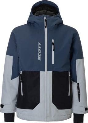 Blaue Jacke mit grauen und schwarzen Einsätzen und SCOTT-Logo. Blaue Jacke mit grauen und schwarzen Einsätzen und SCOTT-Logo.