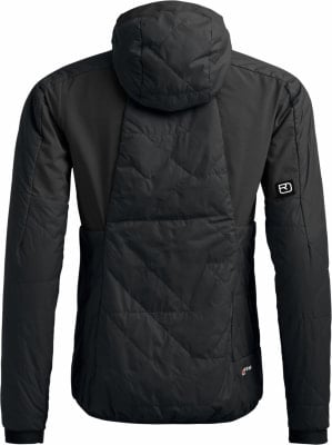 Schwarze Steppjacke mit Kapuze und dunklen Seitenteilen. Schwarze Steppjacke mit Kapuze und dunklen Seitenteilen.