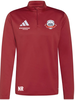 Dunkelrotes Oberteil mit Adidas-, Intersport- und Sport Union Lasberg-Logo.