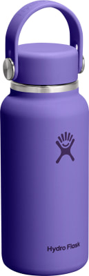 Lila Hydro Flask Thermoskanne mit Henkel und Hand-Logo. Lila Hydro Flask Thermoskanne mit Henkel und Hand-Logo.