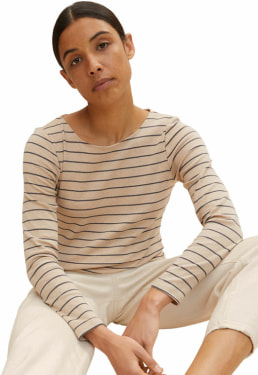 TOM TAILOR Stripe Boat Neck női ing