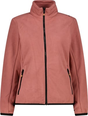 Eine rosa Fleecejacke mit Reißverschluss und Stehkragen. Eine rosa Fleecejacke mit Reißverschluss und Stehkragen.