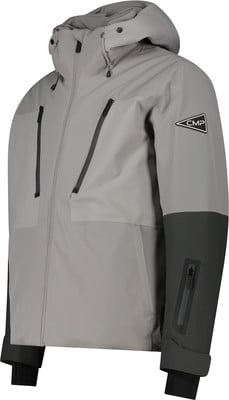 Graue Herren-Skijacke mit dunkleren Ärmeln und CMP-Logo. Graue Herren-Skijacke mit dunkleren Ärmeln und CMP-Logo.