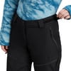 Detail einer Skihose mit verstellbarem Bund und Reißverschlusstaschen.