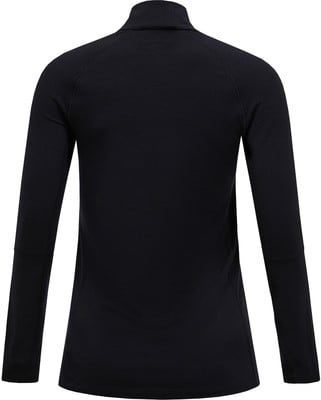 Schwarzer Rollkragenpullover mit langen Ärmeln, von hinten gezeigt. Schwarzer Rollkragenpullover mit langen Ärmeln, von hinten gezeigt.