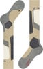 Socken mit geometrischem Muster in Beige und Grau mit dunklem Detail.