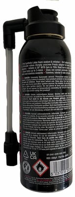 Fahrrad-Reifenreparatur-Spray mit Dicht- und Aufblasfunktion. Fahrrad-Reifenreparatur-Spray mit Dicht- und Aufblasfunktion.