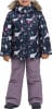 Mädchen-Winterjacke und Hose mit Motiven von Polar-Tieren und Bäumen.