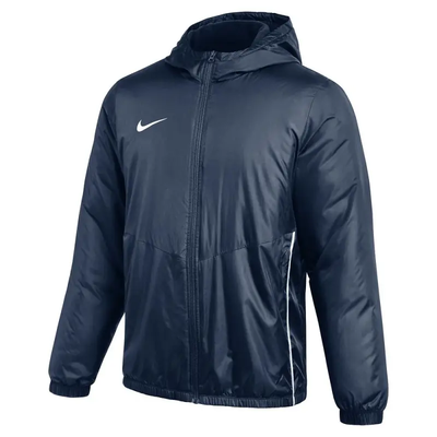 Dunkelblaue Nike Herrenjacke mit Kapuze und weißem Logo.