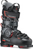 Ein schwarzer Tecnica Skischuh mit roten Akzenten und verstellbaren Schnallen.