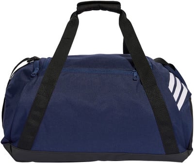 Eine dunkelblaue Adidas Sporttasche mit Reißverschluss und Tragegriffen.