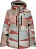 Damenjacke mit buntem geometrischem Muster und Kapuze.