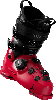Ein roter Atomic Hawx Prime Skischuh mit schwarzen Schnallen und BOA-System.