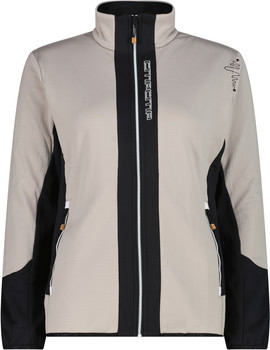 Beige Jacke mit schwarzen Einsätzen und CMP-Logo.