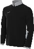 Schwarzer Pullover mit grauem Kragen und weißem Nike-Logo.