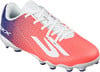 Fußballschuhe mit orange-violetter Farbverlauf und weißen Schnürsenkeln.