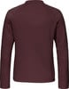 Rückansicht eines dunkelweinfarbenen Langarmshirts mit Raglanärmeln.