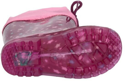 Rosa Gummistiefel mit Sternen und rosa Stoffmanschette Rosa Gummistiefel mit Sternen und rosa Stoffmanschette