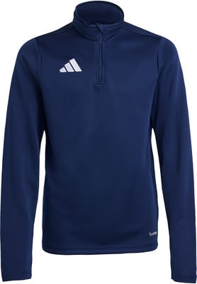 Marineblaue Adidas Trainingsjacke mit Logo und kurzem Reißverschluss am Kragen. Marineblaue Adidas Trainingsjacke mit Logo und kurzem Reißverschluss am Kragen.