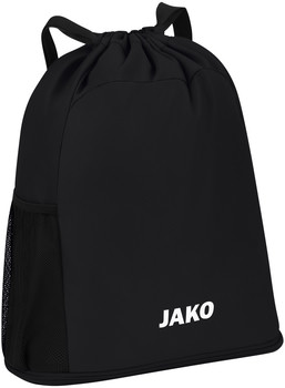 Schwarze Tasche mit JAKO-Logo und seitlichen Netztaschen.