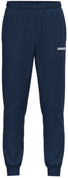 Marineblaue Jogginghose mit weißem JAKO-Logo auf dem linken Bein.