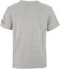 Graues T-Shirt mit kurzen Ärmeln und einem Logo auf dem linken Ärmel.