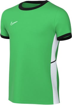 Grünes Nike-T-Shirt mit schwarzem Kragen und weißen Seitenpaneelen.
