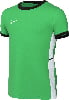 Grünes Nike-T-Shirt mit schwarzem Kragen und weißen Seitenpaneelen.