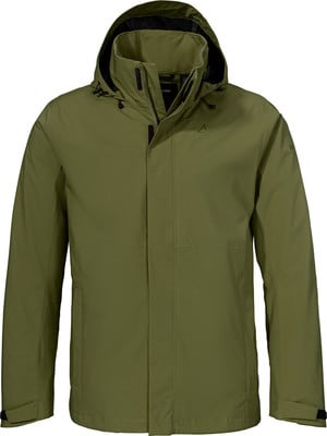 Grüne Herrenjacke mit Kapuze und Reißverschluss mit Markenlogo. Grüne Herrenjacke mit Kapuze und Reißverschluss mit Markenlogo.