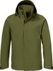Grüne Herrenjacke mit Kapuze und Reißverschluss mit Markenlogo.