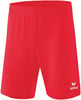 Rote Sporthose mit weißem Erima-Logo auf dem rechten Bein.