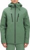Grüne Herrenjacke mit Kapuze und schwarzen Reißverschlüssen, geeignet für Wintersport.